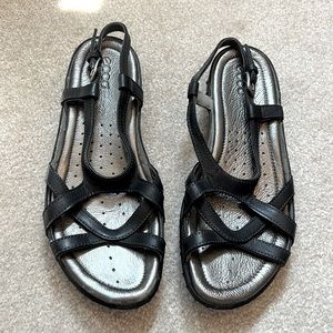 Ecco Sandals in Black and Silver Size 39